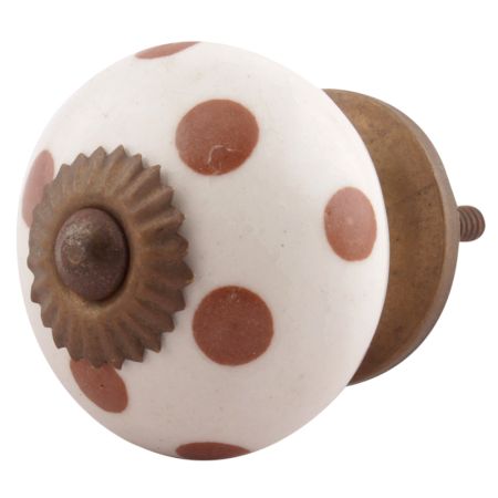Brown Dotted Ceramic Floral Dresser Knobs